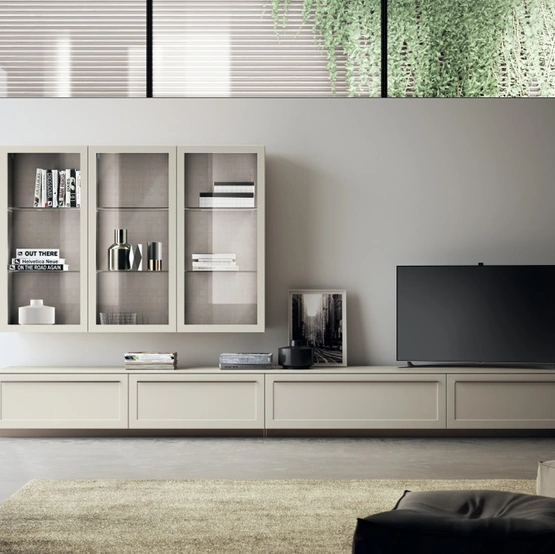 Parete Attrezzata Living Carattere 02 in laccato opaco Tortora di Scavolini