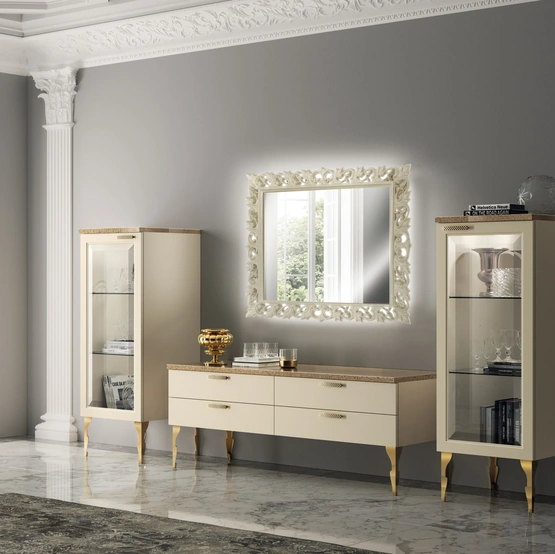 Parete Attrezzata Living Exclusiva 06 in laccato opaco Beige di Scavolini