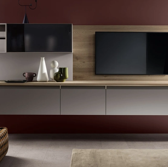 Parete Attrezzata sospesa Living Formalia 02 in Laccato opaco Grigio Airone di Scavolini