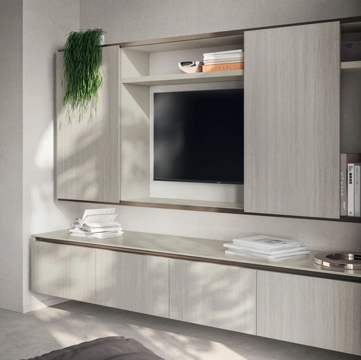 Parete Attrezzata Living Libra 04 in decorativo Oriental Light di Scavolini