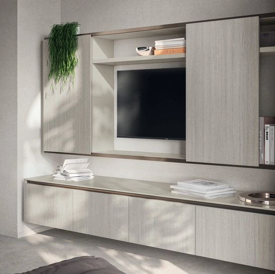 Parete Attrezzata Living Libra 04 in decorativo Oriental Light di Scavolini