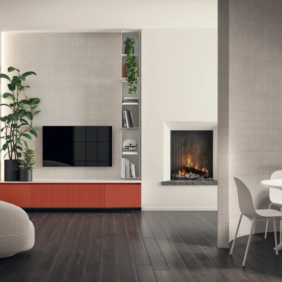 Parete Attrezzata Living Libra 05 in laccato Rosso Marocco di Scavolini