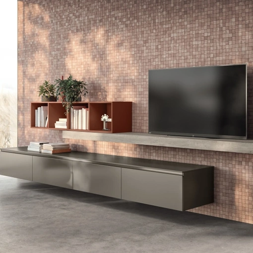 Parete Attrezzata Living Lumina 02 in laminato Urban Steel di Scavolini