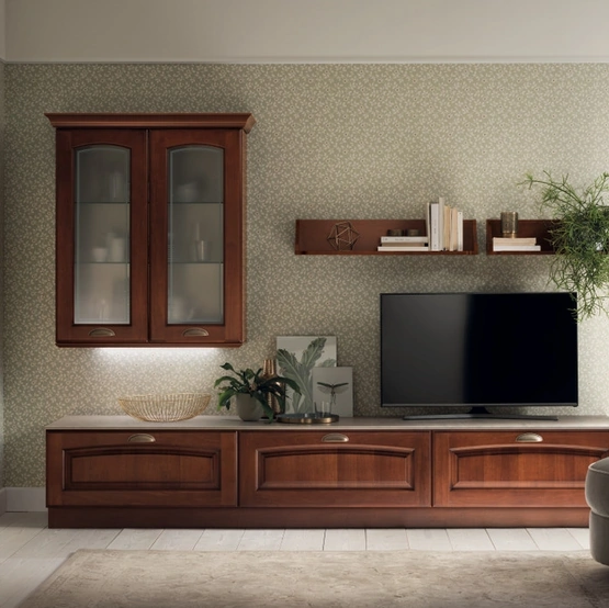 Parete Attrezzata Living 04 Madeleine in Noce Antico di Scavolini