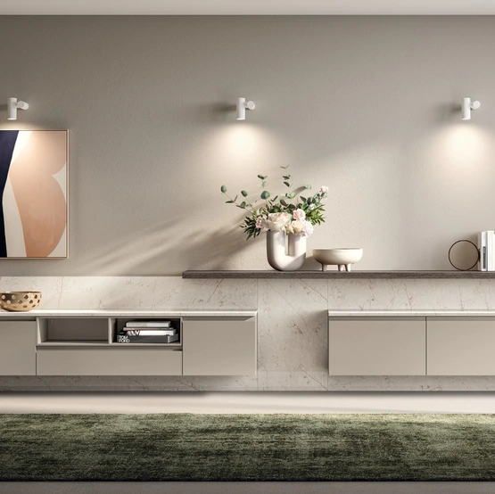 Parete Attrezzata Living Motus 04 in laccato opaco Visone di Scavolini