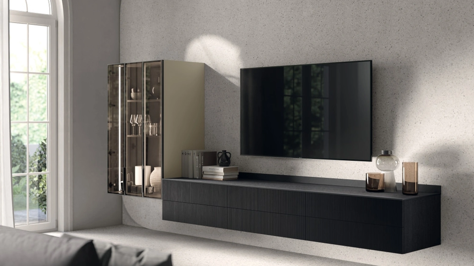 Parete Attrezzata Living Musa in Rovere Berry 04 di Scavolini