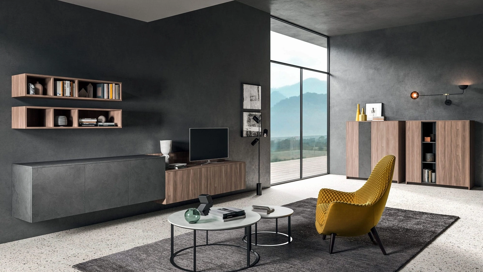 Parete Attrezzata sospesa Living T12 in melaminico di Gentili Cucine