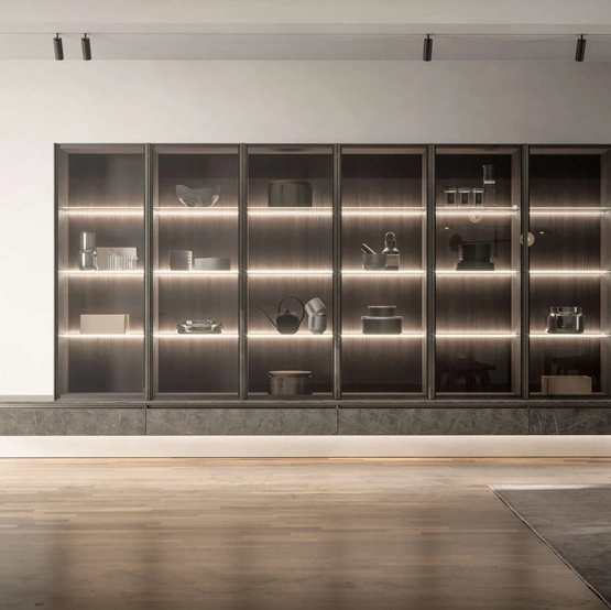 Parete Attrezzata Location 20 in melaminico e vetro di SantaLucia