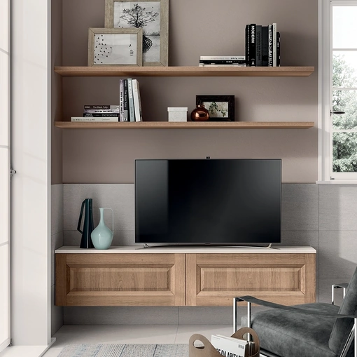 Parete Attrezzata Living Easy 02 in decorativo Rovere Atzeco di Scavolini