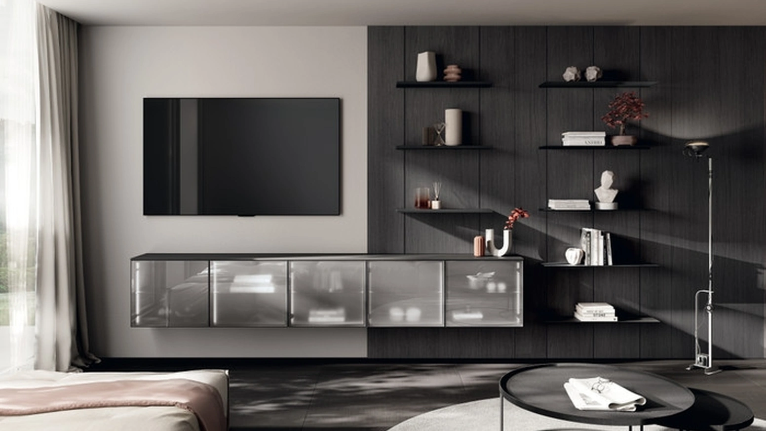 Parete Attrezzata Living Regola 01 in decorativo Quercia di Scavolini