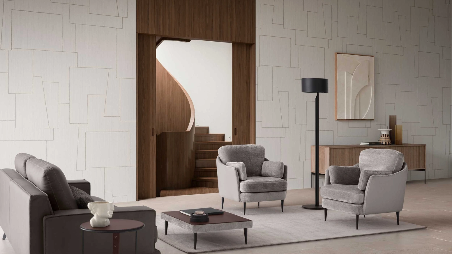 Poltrona in tessuto imbottito Galen di Le Comfort