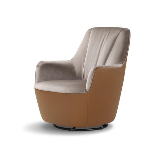Poltroncina in pelle e tessuto Octavia di Nicoletti Home