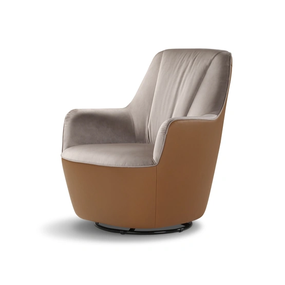 Poltroncina in pelle e tessuto Octavia di Nicoletti Home