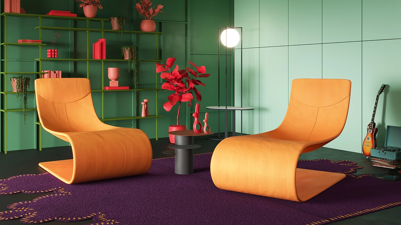 Poltrona di design in pelle Shalla di Egoitaliano