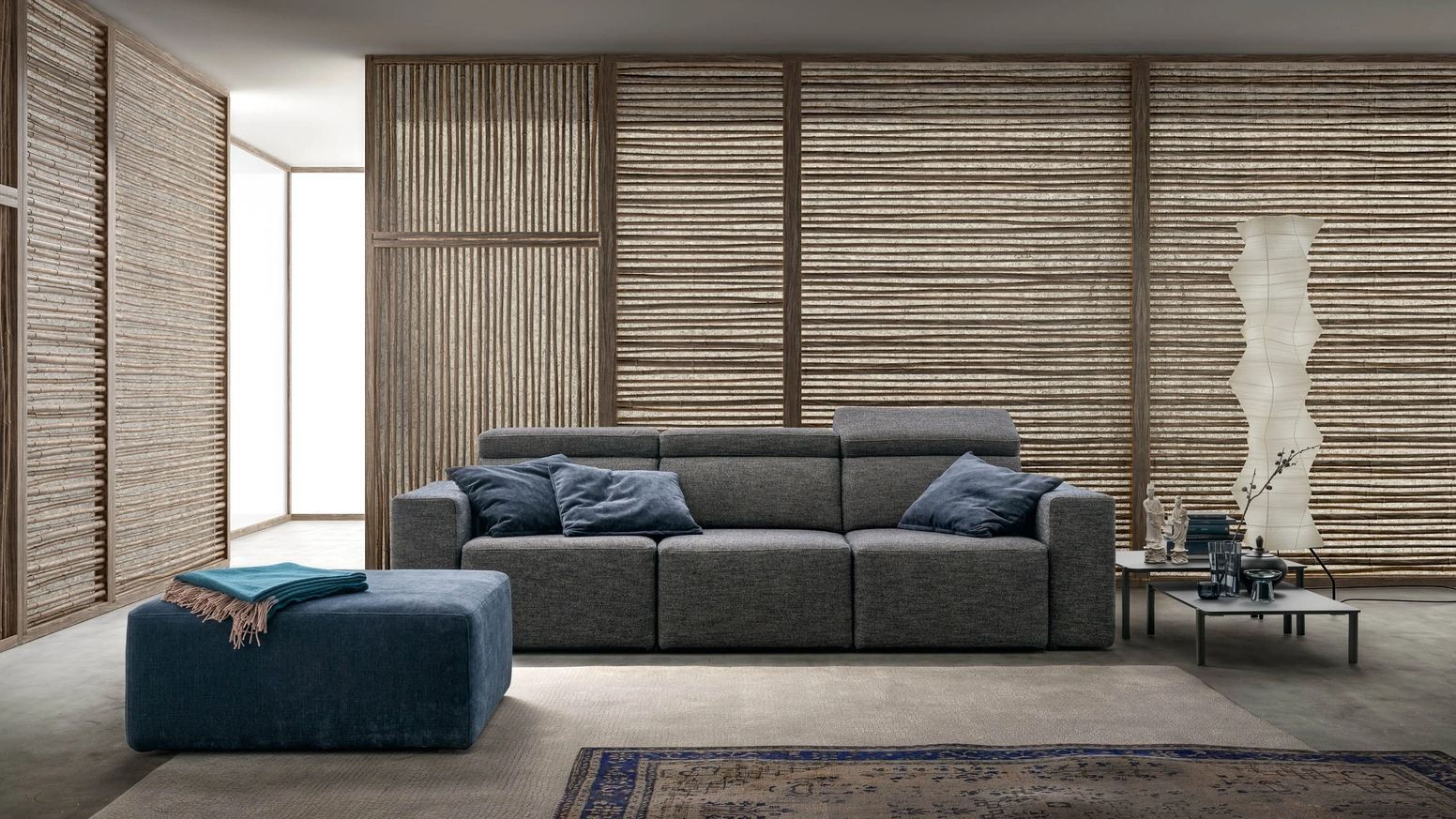 Divano lineare in tessuto con sedute estraibili Best di Samoa