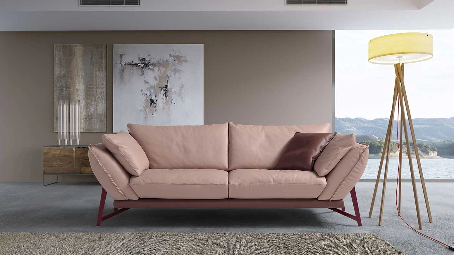 Divano lineare in pelle Giada di Egoitaliano