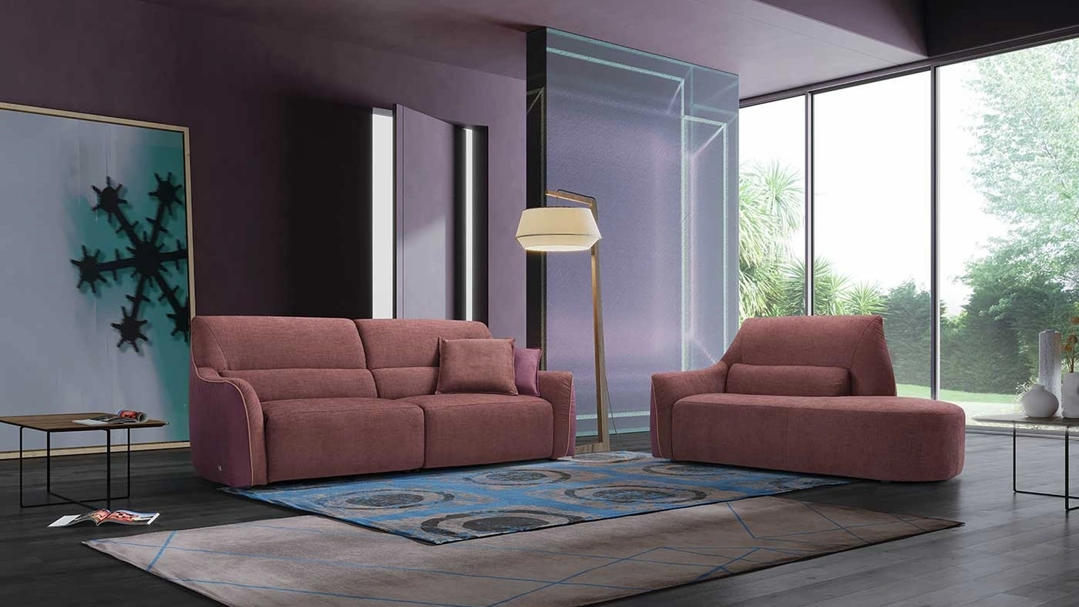 Divano lineare in tessuto Puffy di Egoitaliano