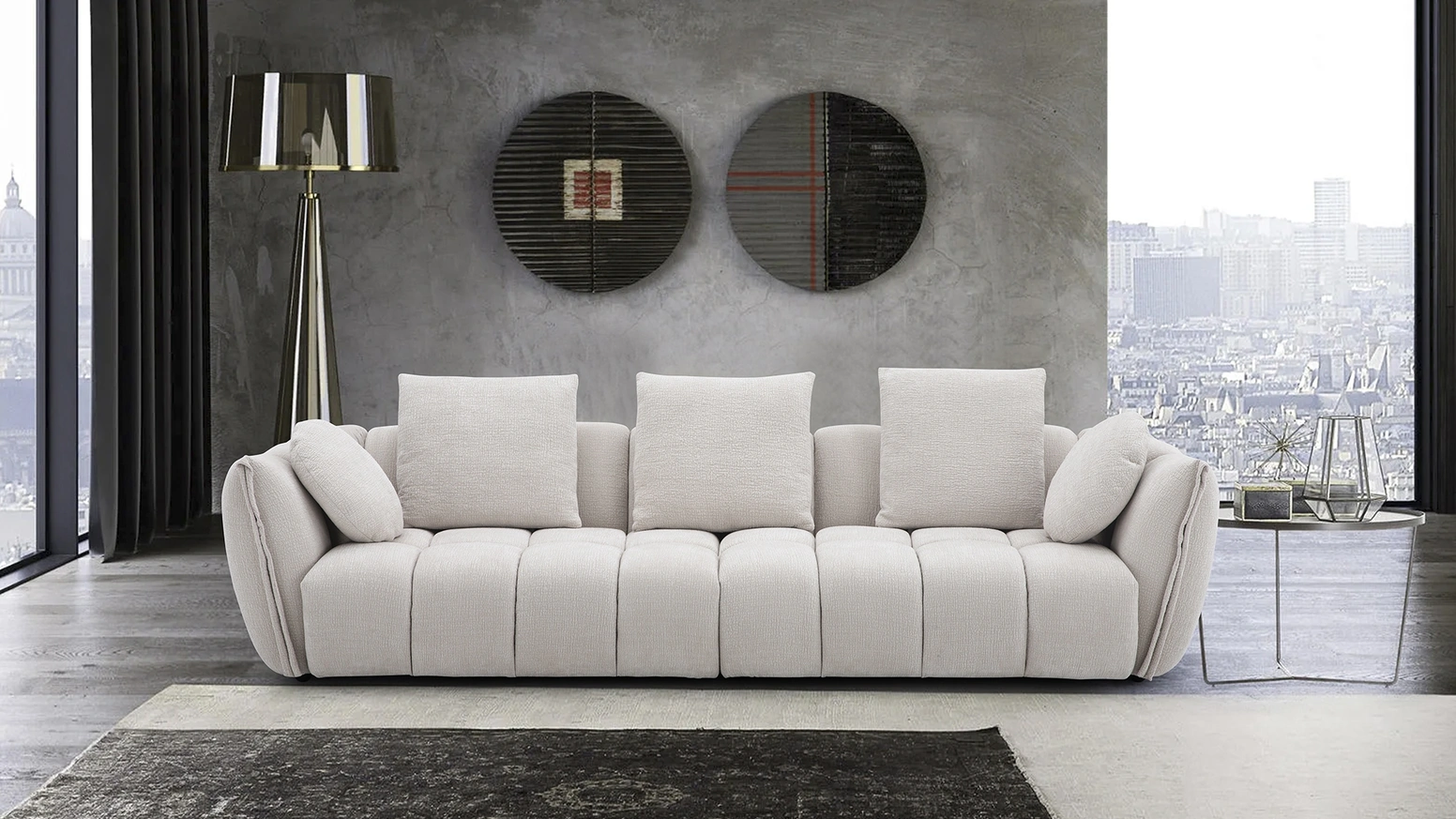 Divano lineare Eros in tessuto imbottito di Egoitaliano