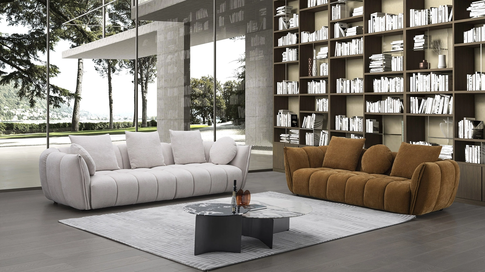 Divano lineare Eros in tessuto imbottito di Egoitaliano