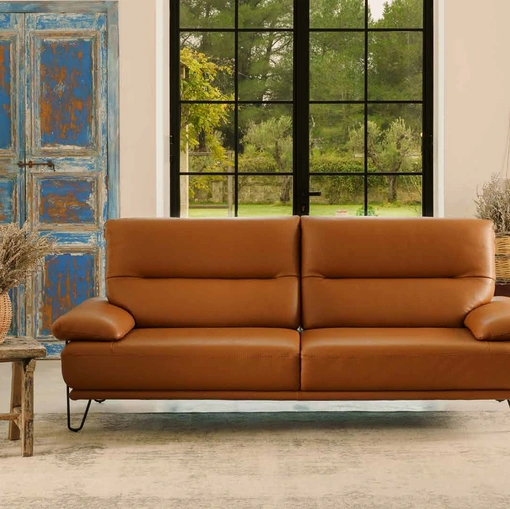 Divano lineare in pelle Folk di Nicoletti Home