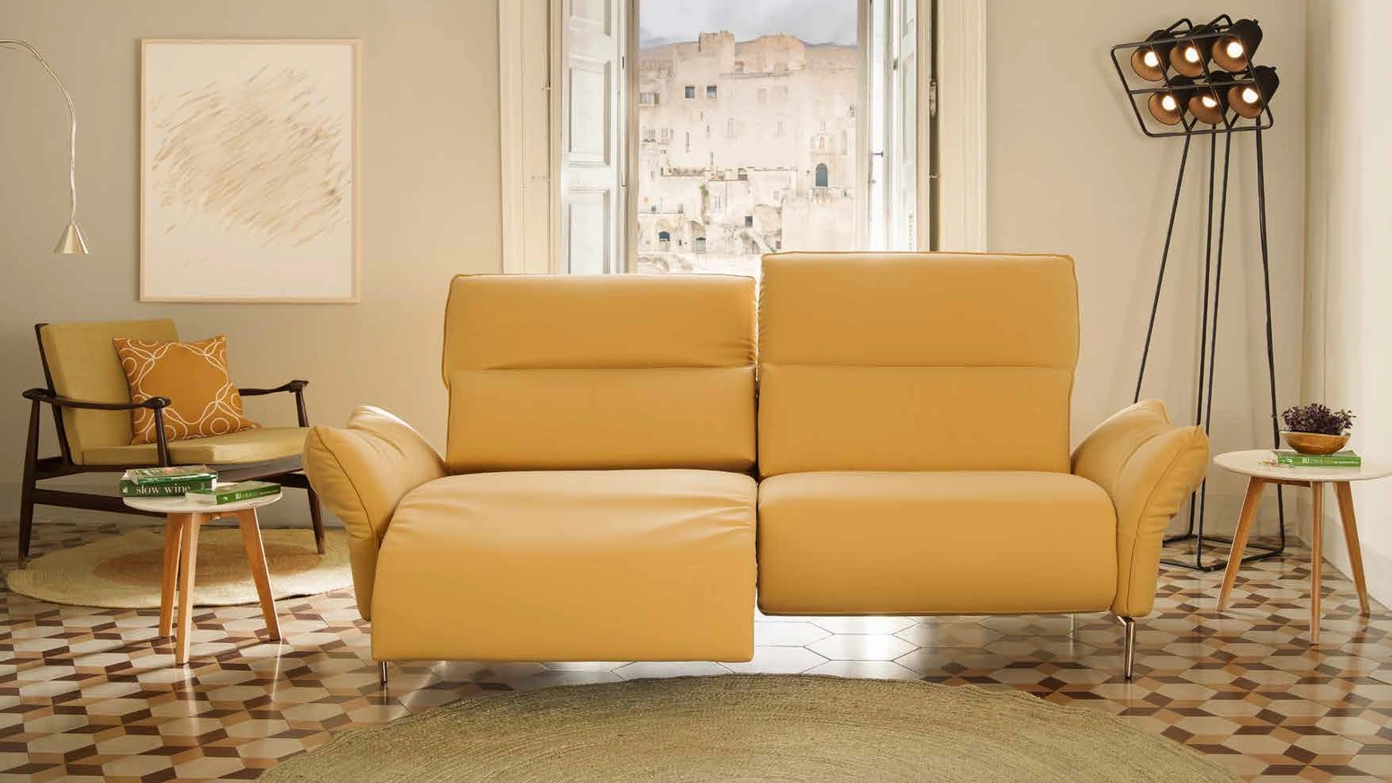 Divano lineare in pelle Funk di Nicoletti Home