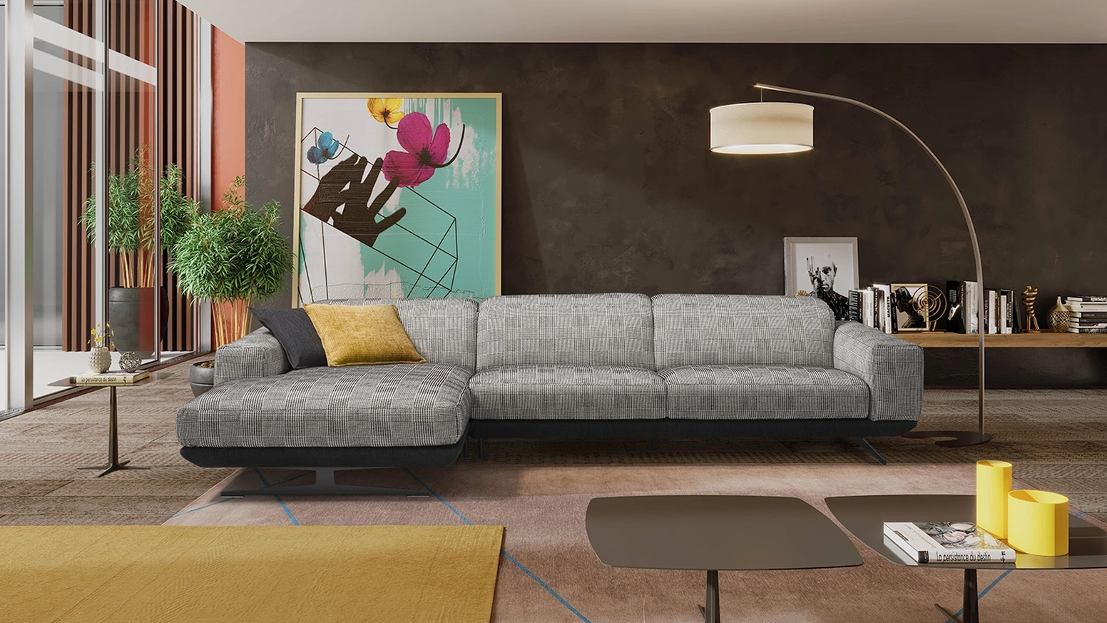 Divano in tessuto con penisola Gloria di Egoitaliano