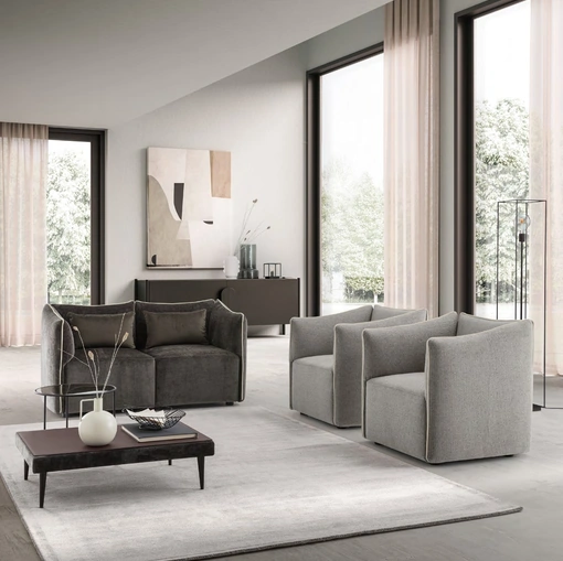 Divano a due posti in tessuto imbottito Kubik Loveseat di Le Comfort