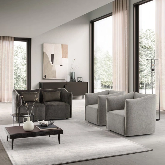 Divano a due posti in tessuto imbottito Kubik Loveseat di Le Comfort