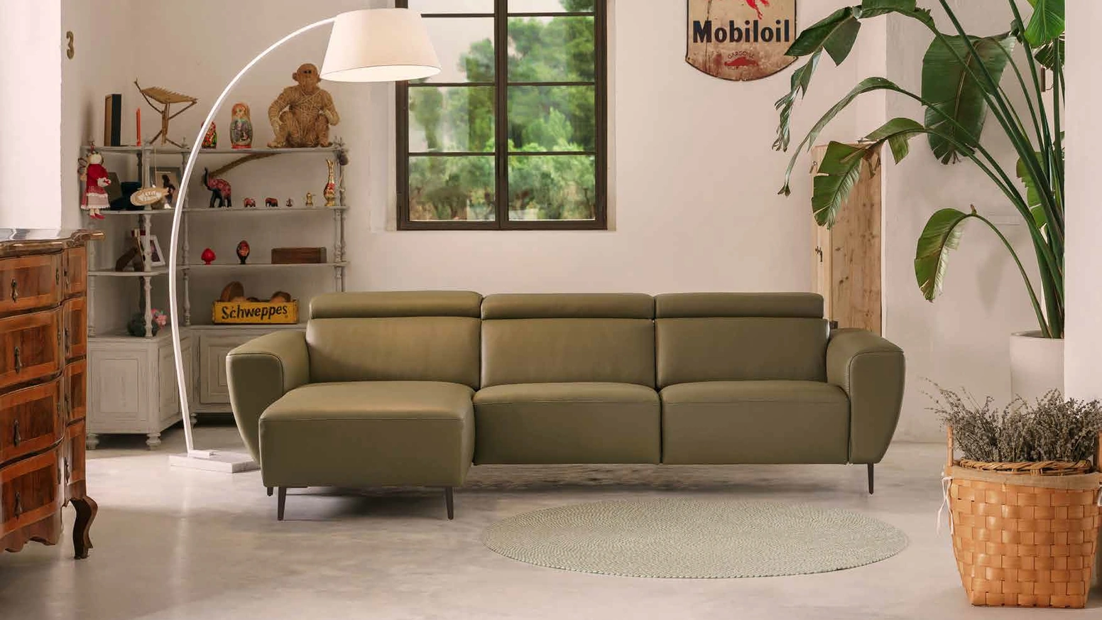 Divano relax Loft in pelle con penisola di Nicoletti Home