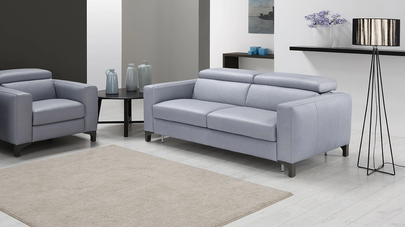 Divano Letto lineare in pelle Madelyn di Egoitaliano