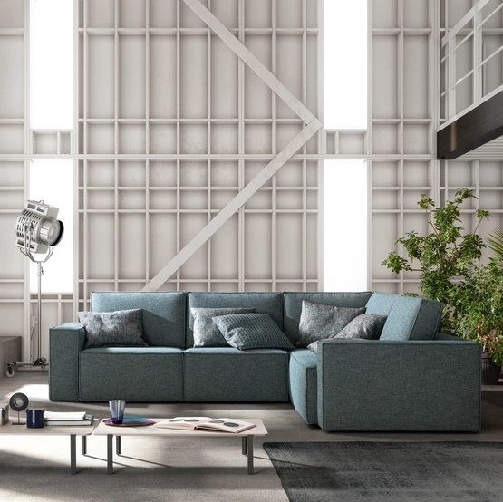 Divano angolare in tessuto con sedute estraibili Mono di Samoa