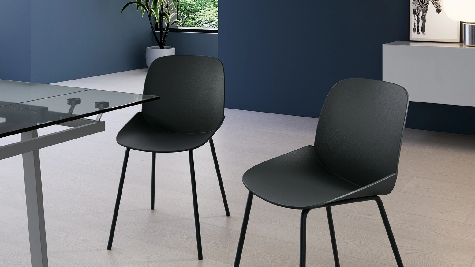 Sedia Eva in polipropilene con gambe in metallo di Stones