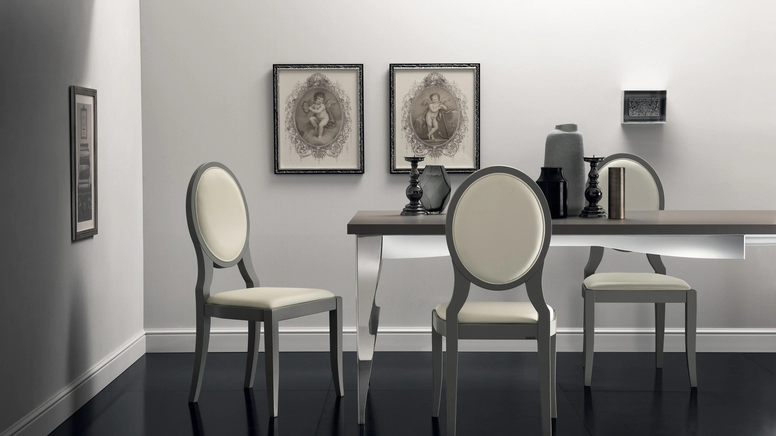 Sedia Exclusiva in pelle e legno laccato di Scavolini