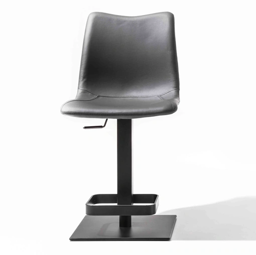 Sgabello regolabile Morgan con seduta in ecopelle colore Titanio con struttura in metallo verniciato nero di La Seggiola