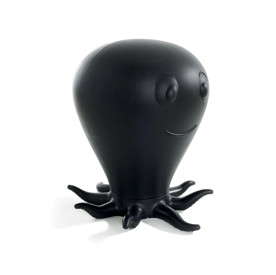 Sgabello di design Poli-Pino in policarbonato nero opaco di La Seggiola