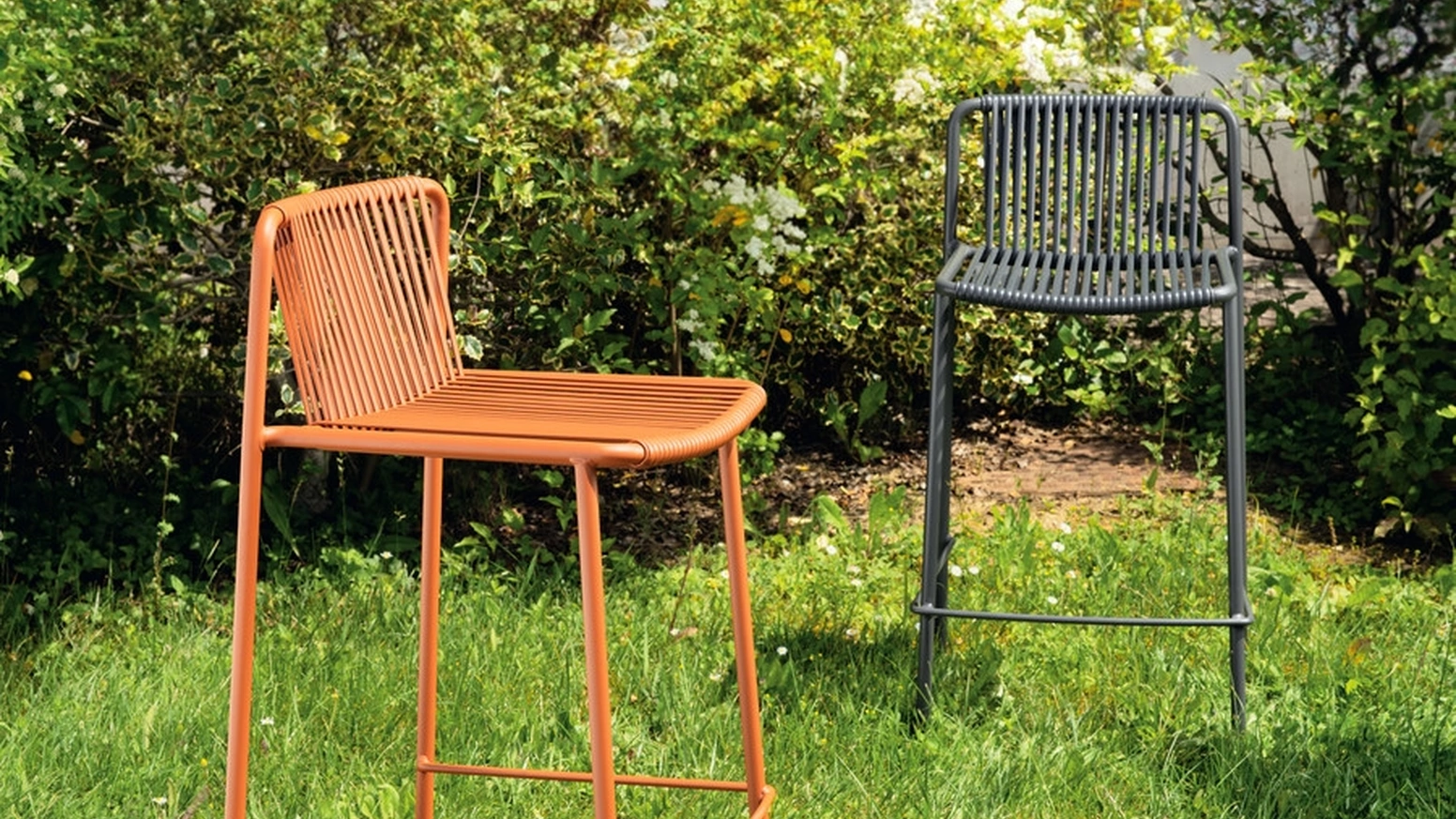 Sgabello Tribeca intrecciato in PVC e Nylon di Scavolini