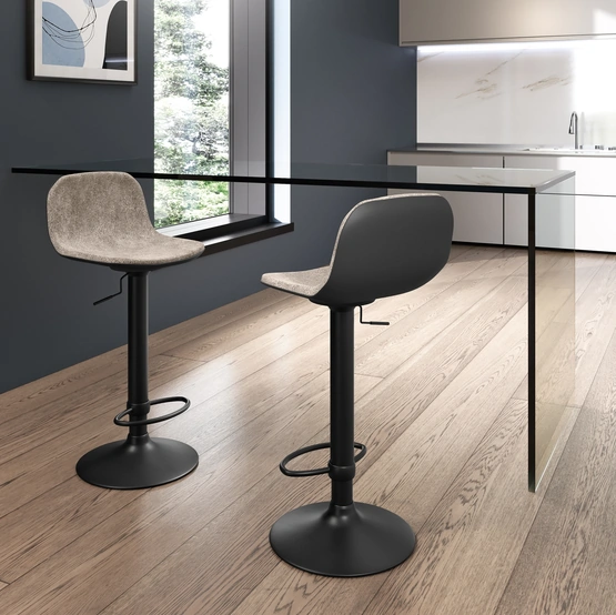 Sgabello Teo in microfibra imbottita di Stones