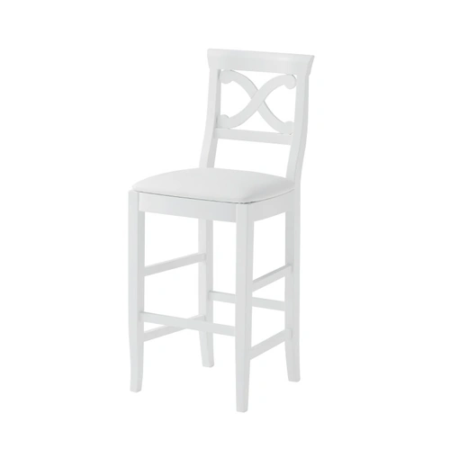 Sgabello Victory in faggio laccato opaco con seduta in ecopelle imbottita di Veneta Cucine