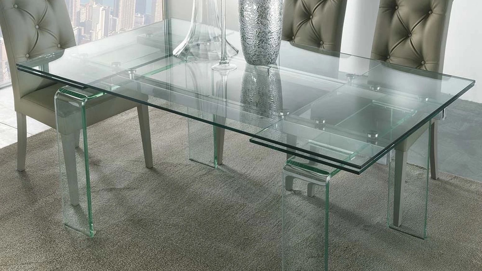 Tavolo allungabile Glass in vetro temperato trasparente di La Seggiola