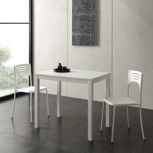 Tavolo allungabile Micro Table in nobilitato bianco con base in metallo verniciato di La Seggiola