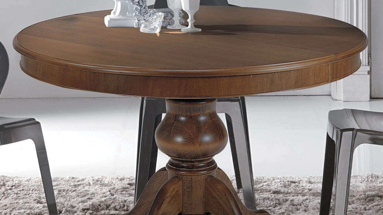 Tavolo rotondo allungabile Stile impiallacciato tanganika grezzo di La Seggiola