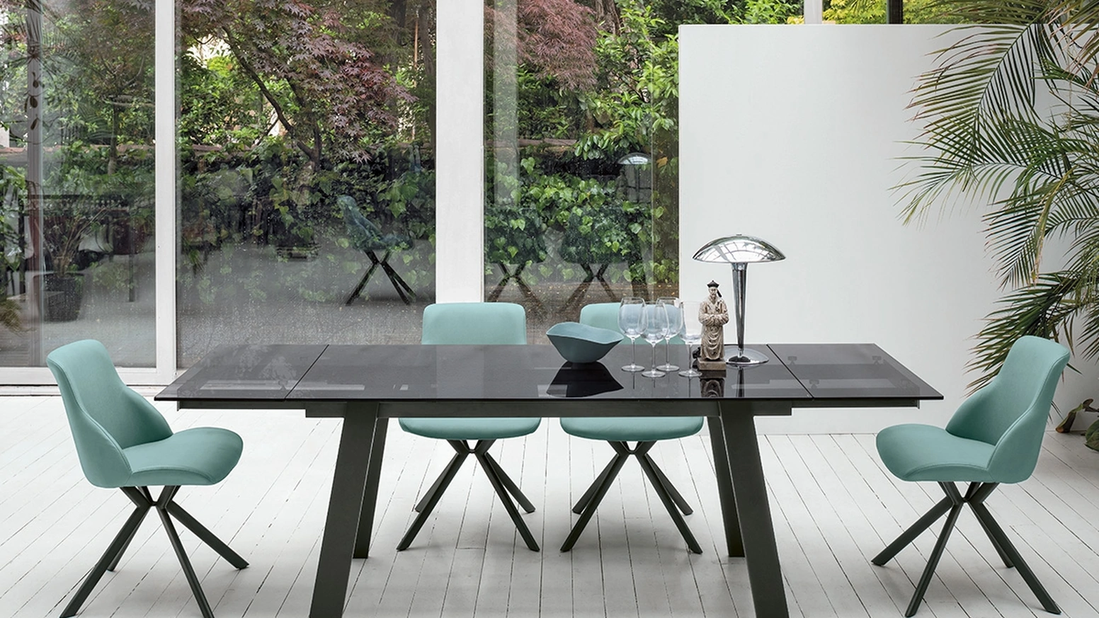 Tavolo allungabile Giove in vetro di Target Point