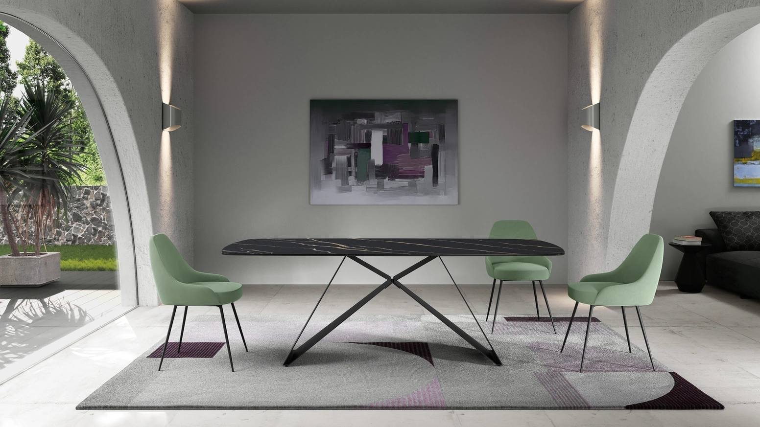 Tavolo rettangolare con angoli stondati Thanos di Stones