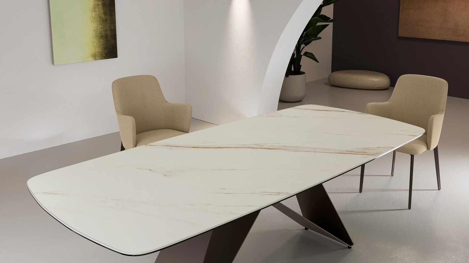 Tavolo rettangolare con angoli stondati Thanos di Stones