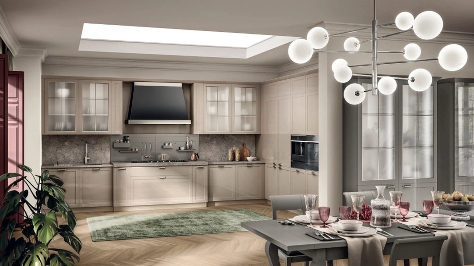 Cucina Classica angolare Carattere 04 in laccato lucido di Scavolini