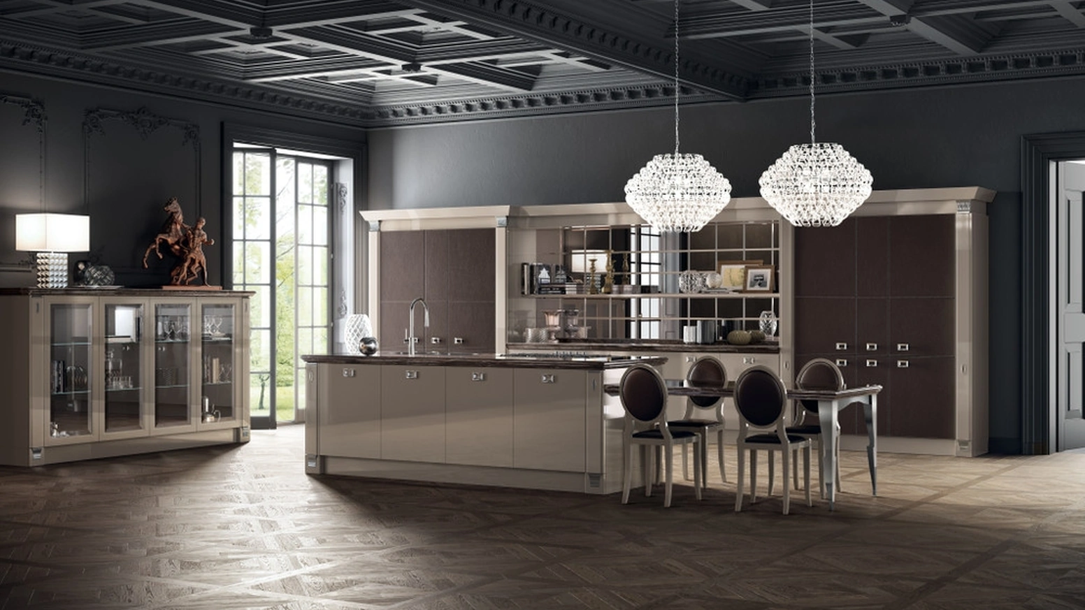 Cucina Classica Exclusiva 02 in laccato lucido Visone di Scavolini