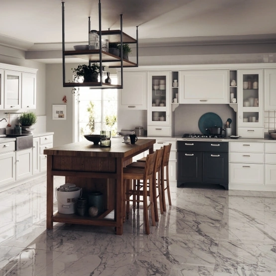 Cucina Classica Favilla 04 con Isola in Rovere Nodato di Scavolini