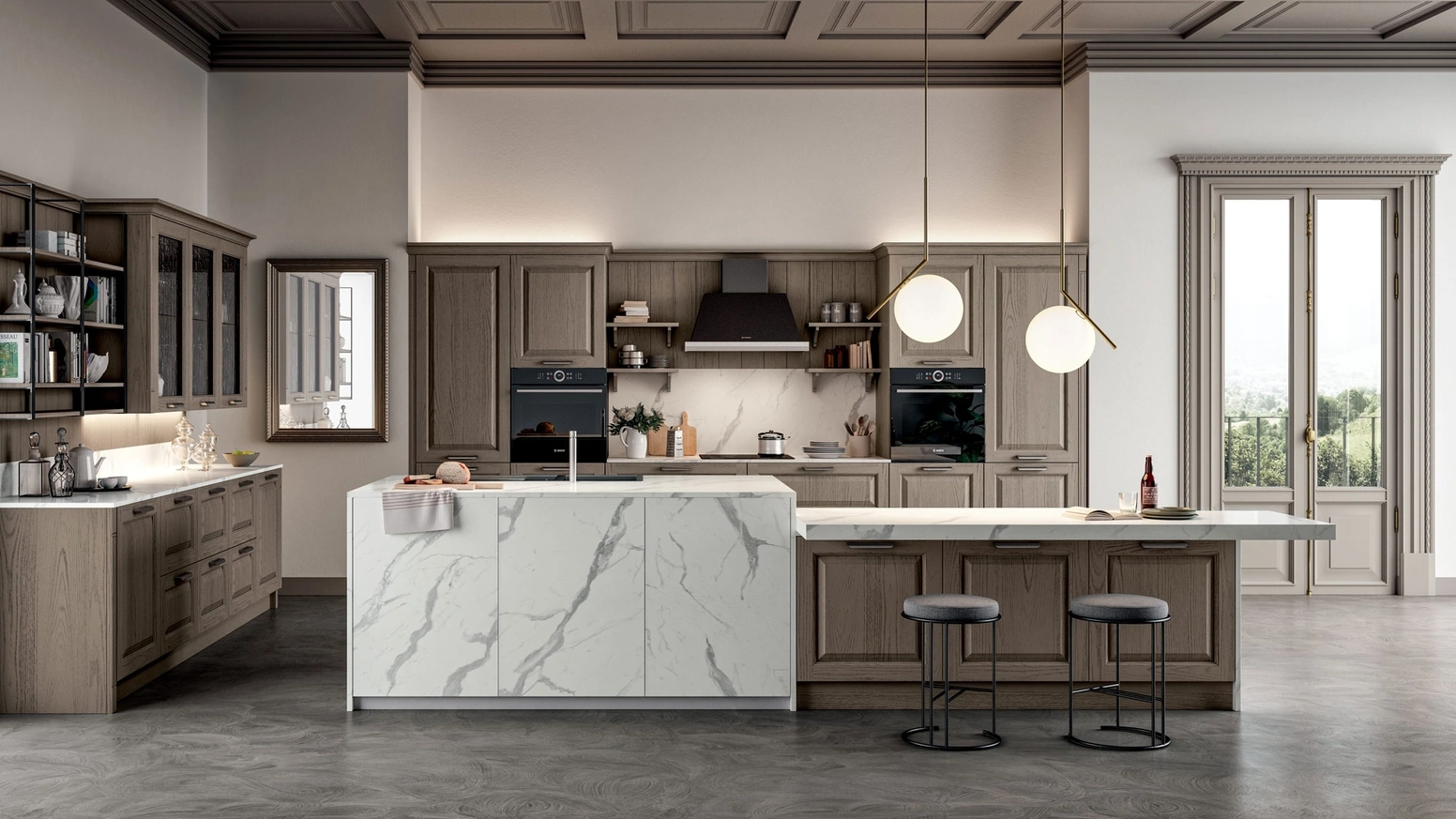 Cucina Classica in frassino laccato con isola Romantica 01 di Gentili Cucine