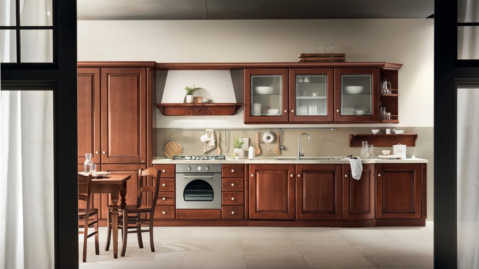 Cucina Classica lineare Madeleine 05 in Castagno di Scavolini