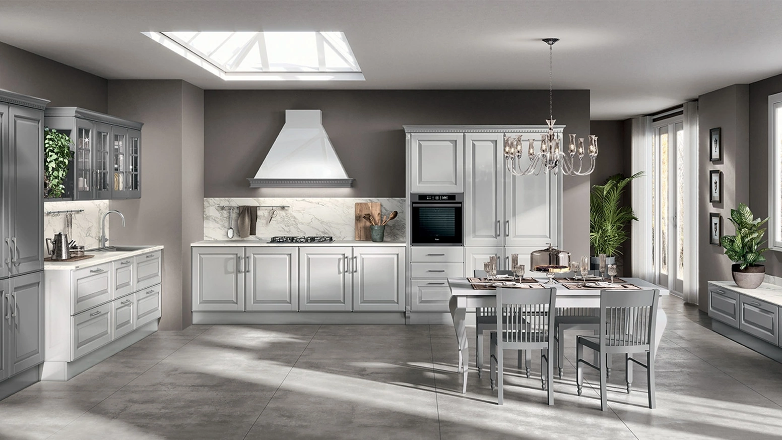 Cucina Classica Baltimora in laccato Grigio Airone di Scavolini